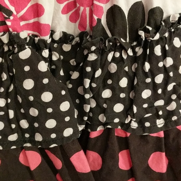 Girls feminine sundress in pink, black & white - Picture 4 of 5